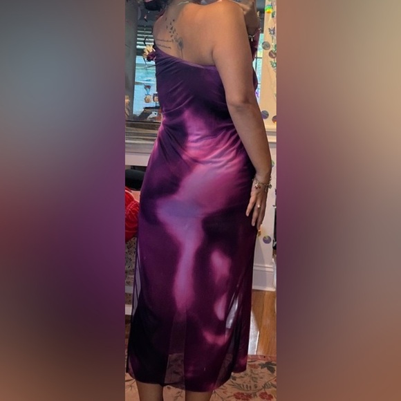 Purple One Shoulder Mesh Overlay Dress Gown Women’s 2X - Picture 3 of 3
